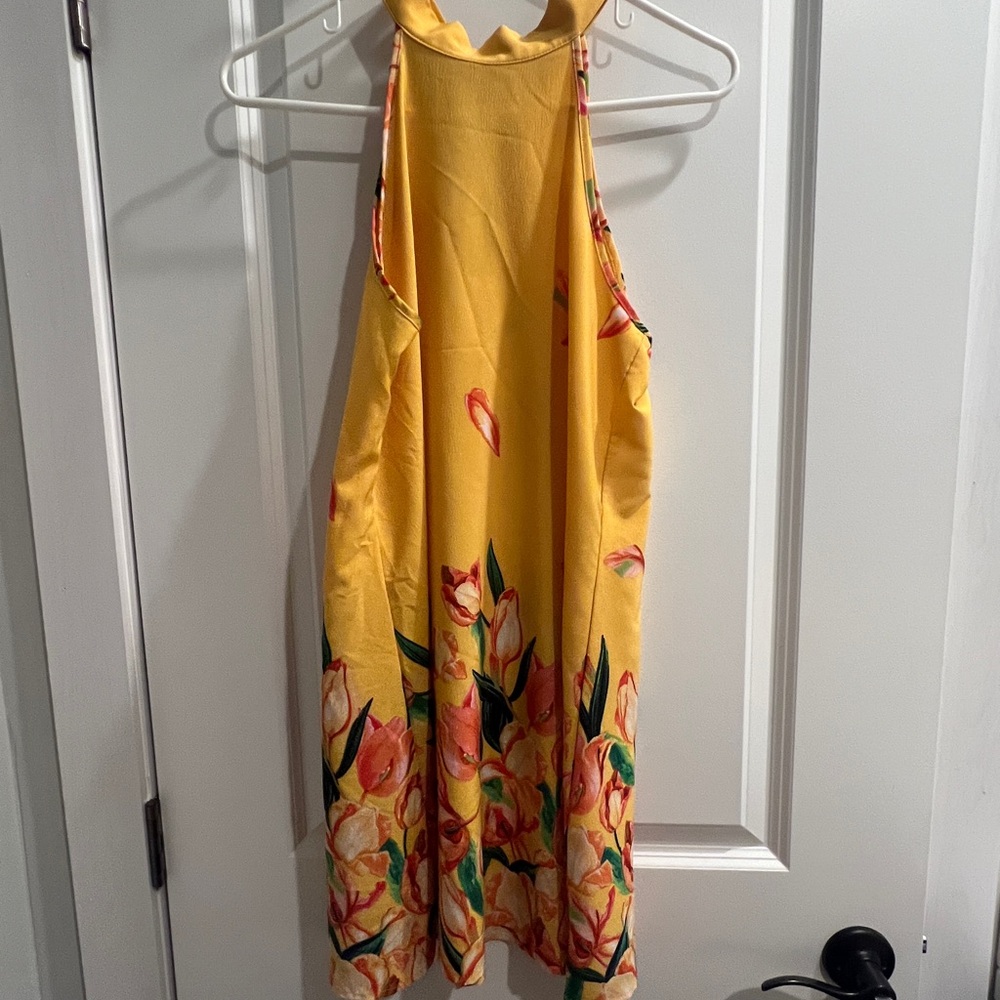 Floral Yellow Halter Dress